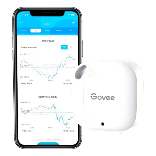 Govee Bluetooth Hygrometer Thermometer, Wireless Thermometer, Mini Humidity Sensor with Notification Alert, Data Storage and Export, 262 Feet Connecting Range
