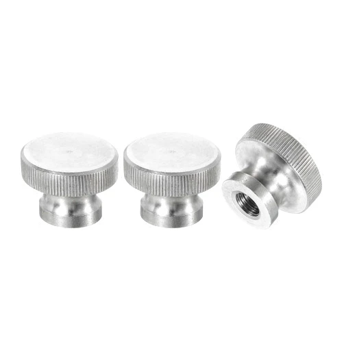 uxcell Knurled Thumb Nuts, 3Pcs M8 x D24mm x H16mm Stainless Steel Round Knobs Fasteners Blind Hole Hand Screw Nut Silver for 3D Printer Parts, Machine Tools