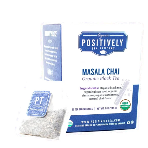 Organic Positively Tea Company, Masala Chai Black Tea Bags, 20 Count
