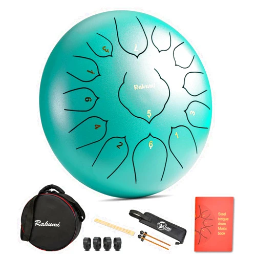 Rakumi Steel Tongue Drum-13 Note 12 Inch Percussion Instrument Lotus Hand Pan Drum C key with Drum Mallets Carry Bag…