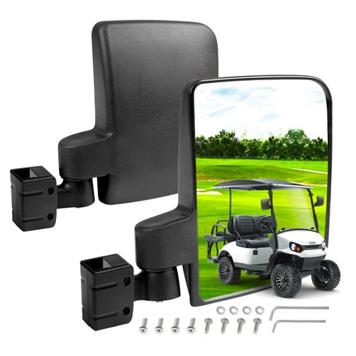 LEAPGOMAX No Drilling Golf Cart Side Mirrors, Universal Golf Cart Mirrors Fit For EZGO, Club Car, Yamaha, ICON, Star, Zone Golf Carts Large HD Folding Side View Mirrors