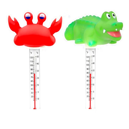 XY-WQ 2 Packs Floating Pool Thermometer, Large Size Easy Read for Water Temperature with String for Indoor and Outdoor Swimming Pools and Spas (Crocodile & Crab)