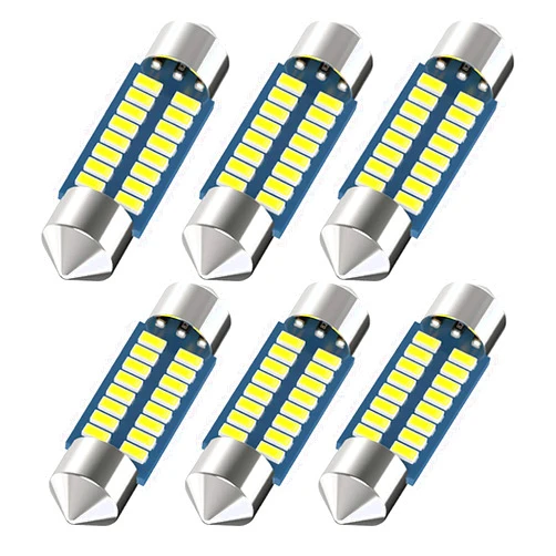 Serundo Auto 6418 Led Car Bulb 36mm 1.42in C5W Led Festoon Bulb, Super Bright 16SMD 3014 Chips 6000k White Interior Led Festoon Bulb Used for Car Map Dome Courtesy Trunk Light etc, Pack of 6pcs