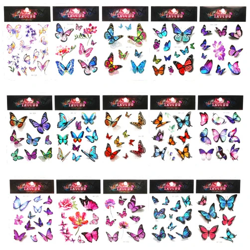 InnoHHustle 148 Butterfly Tattoos Temporary Individually Sheets for Girls Women 3D Realistic Butterfly Tattoos for Butterfly Party Supplies Favors Decorations