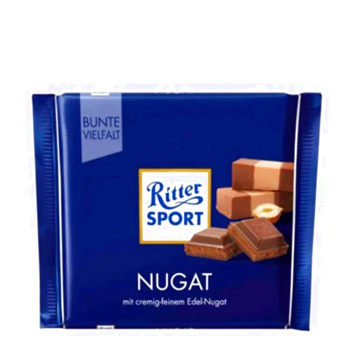 RITTER SPORT CHOC BAR MLK NOUGAT-PRALINE