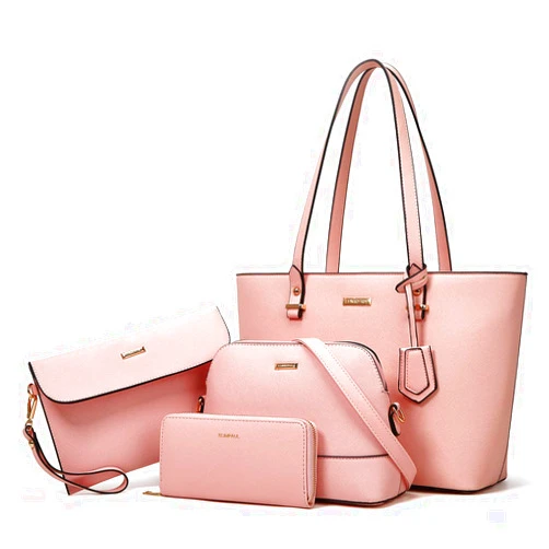YTL Women Fashion Handbags Wallet Tote Bag Shoulder Bag Top Handle Satchel Purse Set 4pcs