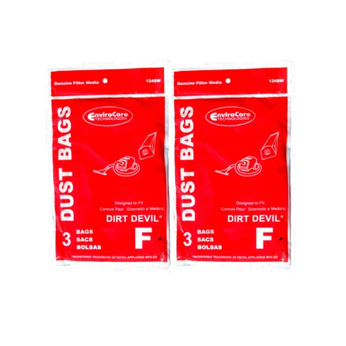 EnviroCare Replacement Vacuum Cleaner Dust Bags Made to fit Royal Dirt Devil Type F CanVac and Power Pak Canister Models 6 Pack