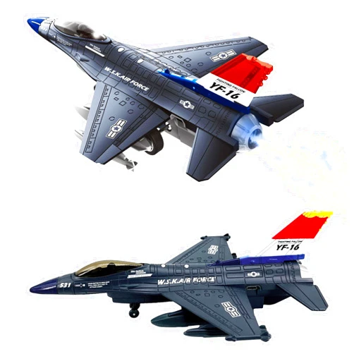 OTONOPI Fighter Jet Toy F-16 Toy Jets for Kids Military Plane Army Air Force Pull Back Fighter Toy diecast Metal Aircraft with Spray Effect Lights and Sounds for Boys Girls Age 3-12+ (F 16 Blue)