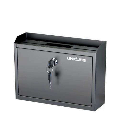 Uniclife Wall Mounted Mailbox with Key Lock & Newspaper Holder, Suggestion Box with Top Slots, Key Drop Box, Safe Lock Box, Metal Donation Box, Ballot Box for Office Business Activity