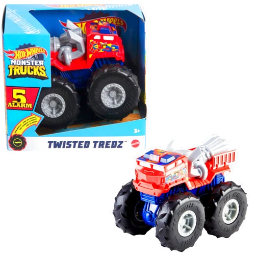 Hot Wheels Monster Trucks Twisted Tredz Vehicles, Creature-Themed 1:43 Scale Toy Truck with Pull-Back Motor & Giant Wheels, Gift for Kids Ages 3 Years Old & Up