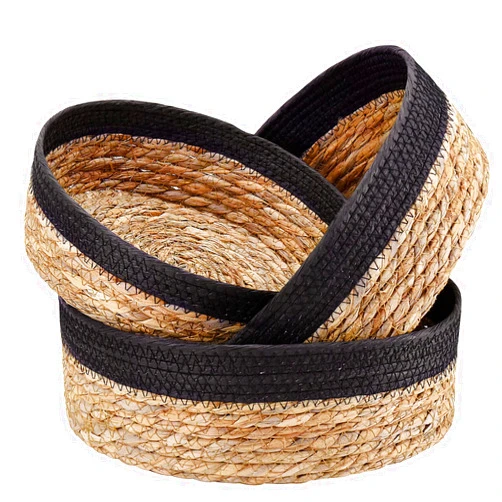 Unistyle Round Rattan Baskets Set for Organizing Wicker Storage Basket for Fruit, Bread Serving Basket Decorative Basket for Gift Boho Basket, Countertop Baskets for Pantry and Bathroom