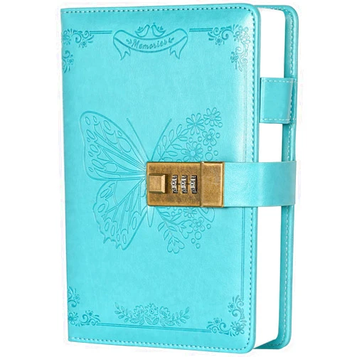 Billtigif Diary with Lock, Journal for Women Girls, Vintage Lock Journal Refillable Personal Locking Notebook Secret Journal with Combination Lock, 5.3'' x 7.8'' (Blue)