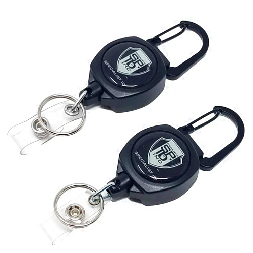 Specialist ID 2 Pack - Heavy Duty Retractable Badge Reel with ID Holder Strap & Keychain - Strong Sidekick Carabiner Belt Loop Clip - Retracting Lanyard with Kevlar® Cord for Keys & I'd Access Cards - Specialist ID