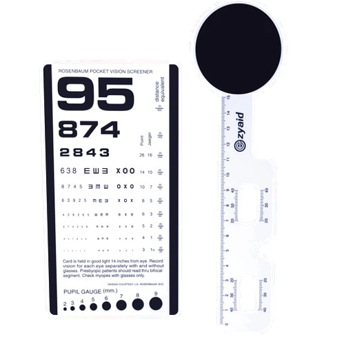 Ezyaid Rosenbaum Pocket Eye Chart with PD Ruler and Eye Occluder, Eye Test Chart Combo Kit for Near Vision Test, Visual Acuity Exam and PD Measurement (14 Inches from Viewer)