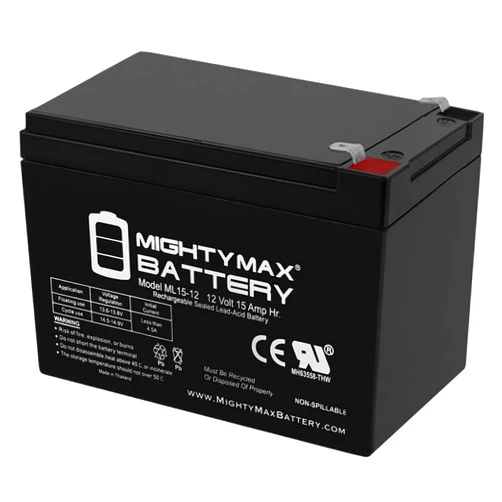 Mighty Max Battery ML15-12 - 12 Volt 15 AH, F2 Terminal, Rechargeable SLA AGM Battery