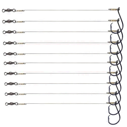 SENYUBBY 1#-8/0# Offset Octopus Hooks Rig, Fishing Wire Leader -Heavy Duty Stainless Steel Wire Line Leaders with Rolling Swivel and Barb Hooks, Fishing Lure Bait Rig Saltwater…