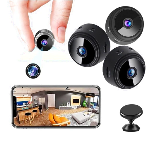 Suonady-Spy Focus Magnetic Mini Security Camera 3pack Mini Surveillanc Camer WiFi Wireless Small Security Camera for Home Indoor/Outdoor Black
