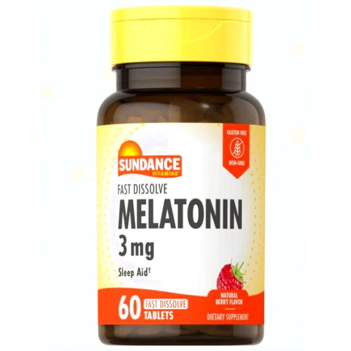 Sundance Vitamins Melatonin 3 mg Natural Berry Flavor - 60 Tablets, Pack of 3