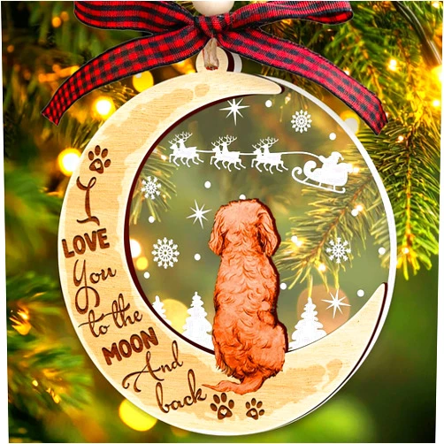 Couple Fox Cockapoo Dog Ornaments for Christmas Tree, Cockapoo Ornament 2 Layer Wood & Acrylic Hanging Ornament, Christmas Decoration 2025 for Cockapoo Lovers, DogMom, DogDad, Pet Lovers
