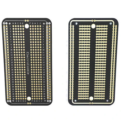 ElectroCookie PCB Prototype Board Solderable Breadboard for DIY Electronics, Compatible for Mini Arduino Soldering Projects, Gold-Plated (30 Pack, Black)
