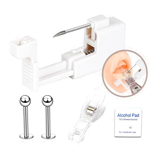 Lovamis 5PCS Professional Body Piercing Kit for Lip/Navel/Tongue/Ear/Nose/Belly Button, Safe Piercing Gun Kits, Body Piercing Tool Kits Stainless Steel for Women Men(lip piercing)