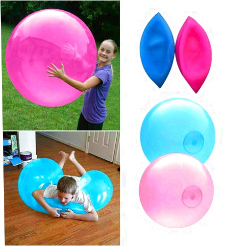 Chen 2Pcs Oversized 47in Durable Bubble Ball Balloon Tear-Resistant Inflatable Fun Wubble Bubble Ball Transparent Bounce Soft Rubber Ball Outdoor Garden Beach Pool Party Toys