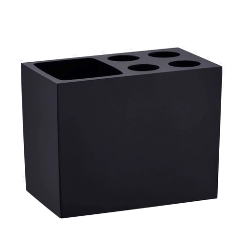 JINCROP Resin Black Toothbrush Holder JINCROP, 5 Slots Toothbrush Holder Matte Black Bathroom Storage Stand Dispenser Organizer Set for Toothbrushes, Make-up Brushes and More, (Matte Black)