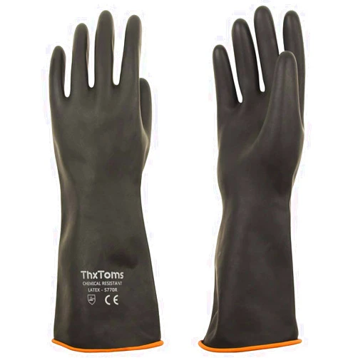 ThxToms Heavy Duty Latex Gloves, Resist Strong Acid, Alkali and Oil, 14