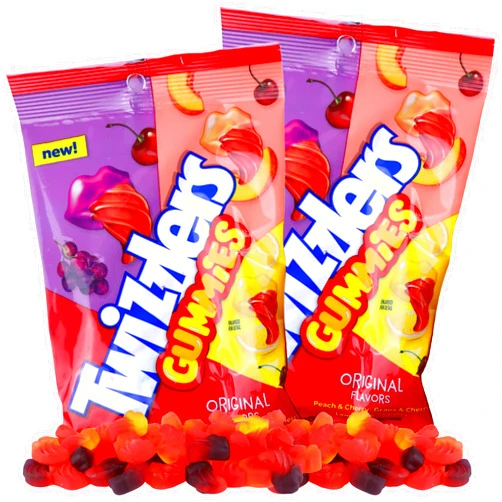Sweetzo Tangy Gummies, Soft and Chewy Fruit Flavored Candy, Party Treats and On-the-Go Snacks, 7 Ounces, (Pack of 2)