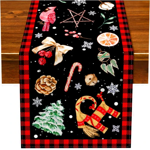 Nepnuser Yule Table Runner Pagan Christmas Decoration Winter Solstice Holiday Home Kitchen Dining Room Decor (13