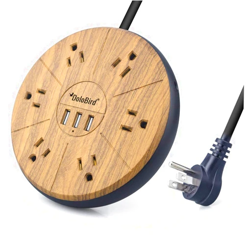 DoloBird Power Strip Surge Protector 6 AC outlets with 3 USB Ports Charging Station Long Extension Cord Right Angle Flat Plug Widely Spaced Multi Outlets Circuit Breaker Safeguard for Home,Office, Dorm Room