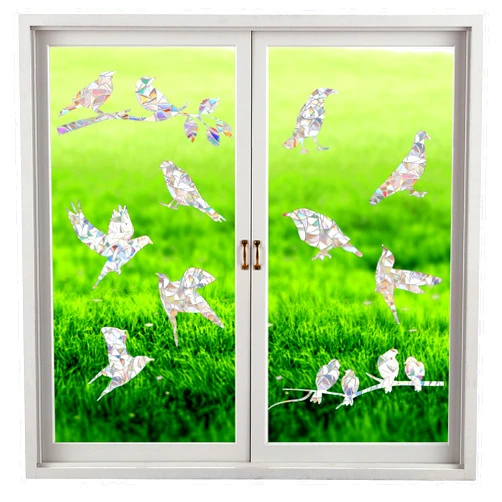 AHQiZFX 40PCS Anti Collision Window Decals for Birds, Large Hummingbird Static Window Clings, Rainbow Reflection Window Sticker, Window Strike Prevention Stickers, Save Birds from Window Collisions