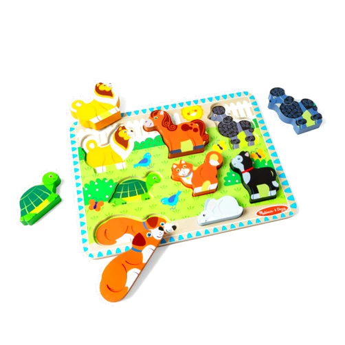 Melissa & Doug Pets Wooden Chunky Puzzle (8 pcs), Educational Screen Free Activity for Toddler, Preschoolers and Kids Ages 2+
