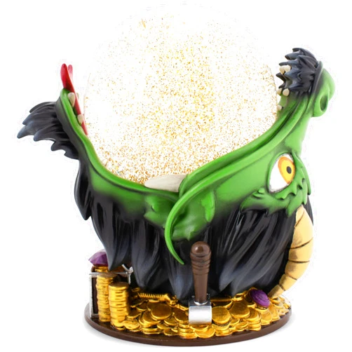 Elanze Designs Dragon Hoarding Treasure 100MM Sturdy Polyresin Gold Tone Glitter Water Snow Globe Magical Whimsical Tabletop Dresser Nightstand Figurine Decoration