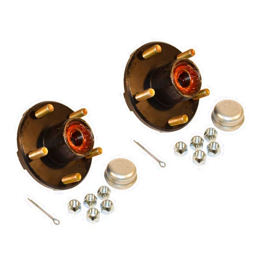 RIGID HITCH INCORPORATED Pre-Greased Trailer Hub Kit (RHI-150-PG-PR) 5 Bolt on 4-1/2 Inch Circle with 1 inch I.D. Bearings - One Pair