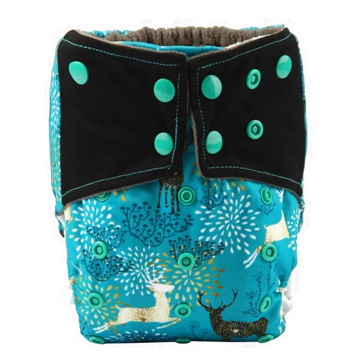 Sigzagor Baby Pocket Cloth Diaper Nappy Double Gussets Reusable Washable 8lbs-36lbs (Regal Deers)