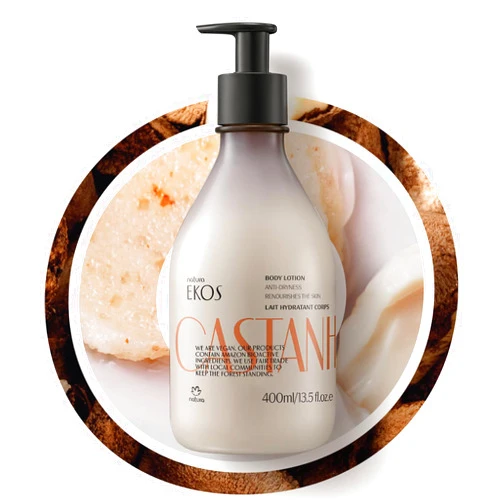 natura - Ekos Castanha (Brazil Nut) Renourishing Body Lotion - Anti-Dryness - Deep Skin Hydration Moisturizer - Vegan Skin Care - Brazilian Beauty Secrets - Self Care & Body Care - 13.5 fl oz (400ml)