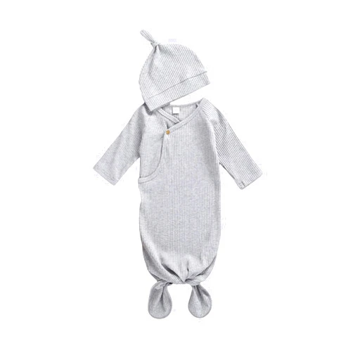 Qiylii Unisex Infant Baby Gown Sleeping Bag Newborn Boy Girl Knotted Sleeper Nighgown Pajamas Coming Home Outfits