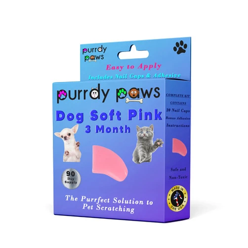 Purrdy Paws 3 Month Supply Soft Nail Caps for Dog Claws Soft Pink XXL