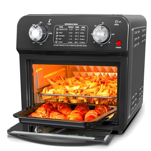 Plum chef PlumChef 13 Quart 4 Slices Air Fryer Convection Toaster Oven with Reference Menus, 1500W, 7 in 1 Multifunction with Roast, Bake, Grill, Broil, Toast, Dehydrate, Defrost，Black