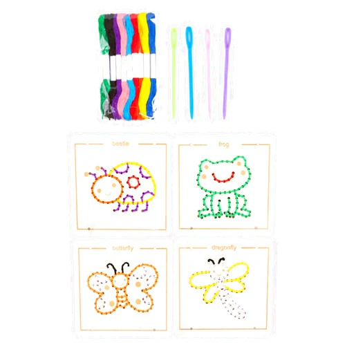 Milageto Wooden Lacing Embroidery Board Game Cartoon Pattern Threading Set Early Educational Development Toy Busy Board Montessori Toy, Butterfly