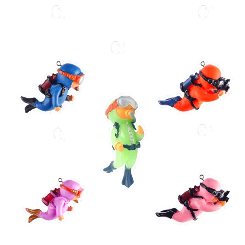 Pitertul 5Pcs Floating Fish Tank Decorations, Cute Little Diver Aquarium Decoration Fish Tank Aquarium Diver Ornament Accessories
