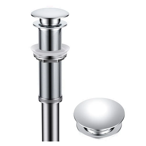 KRAUS Bathroom Sink Pop-Up Drain Assembly in Chrome for Vessel Sinks and Sinks without Overflow, with Extended Thread for Thicker Countertops, PU-L10CH