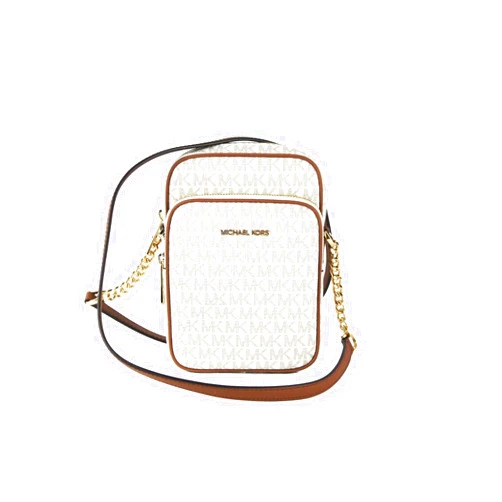 Michael Kors Jet Set Travel Signature PVC Medium Logo Chain Crossbody Flight Bag