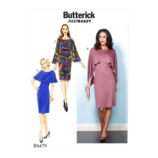 Butterick Patterns Misses' Pullover Attached Capelets Dresses, E5 (14-16-18-20-22)