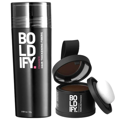 Boldify Hairline Powder (Dark Brown) + Hair Fiber (Dark Brown): Boldify bundle that Instantly Conceals Hair Loss Hair Powder for Thinning Hair, Root Cover Up