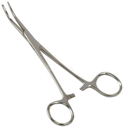 MABIS Precision Kelly Forceps Locking Tweezers Clamp, Silver, Curved, 5-1/2 Inch, 1 Count (Pack of 1)