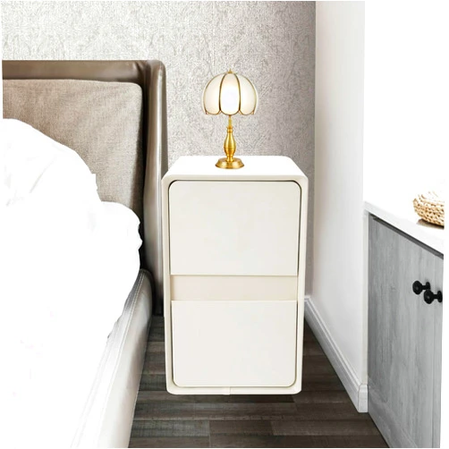 Mkyiongou Narrow Nightstand - Narrow Bedside Side Table with Drawers, Small Nightstand with Leather Surface for Bedroom
