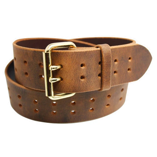 Forest Hill Leather Craft Construction Grade, Two Prong, Heavy Duty, Full Grain Leather Belt, 2” Wide, Made in USA