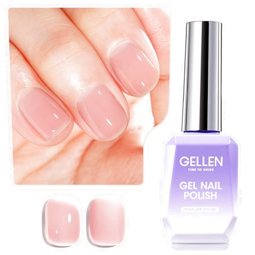 Gellen Nude Pink Gel Nail Polish 18ML 1Pc Jelly Gel Polish Sheer Neutral Color Nail Polish Translucent Soak Off UV LED Nail Gel Polish for Nail Art French Manicure and Pedicure at Home 0.61 Fl Oz